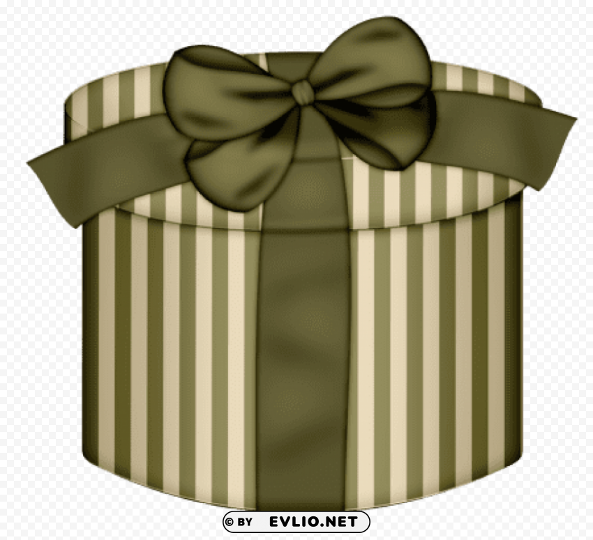 cream round gift box with gren bow Transparent PNG pictures complete compilation