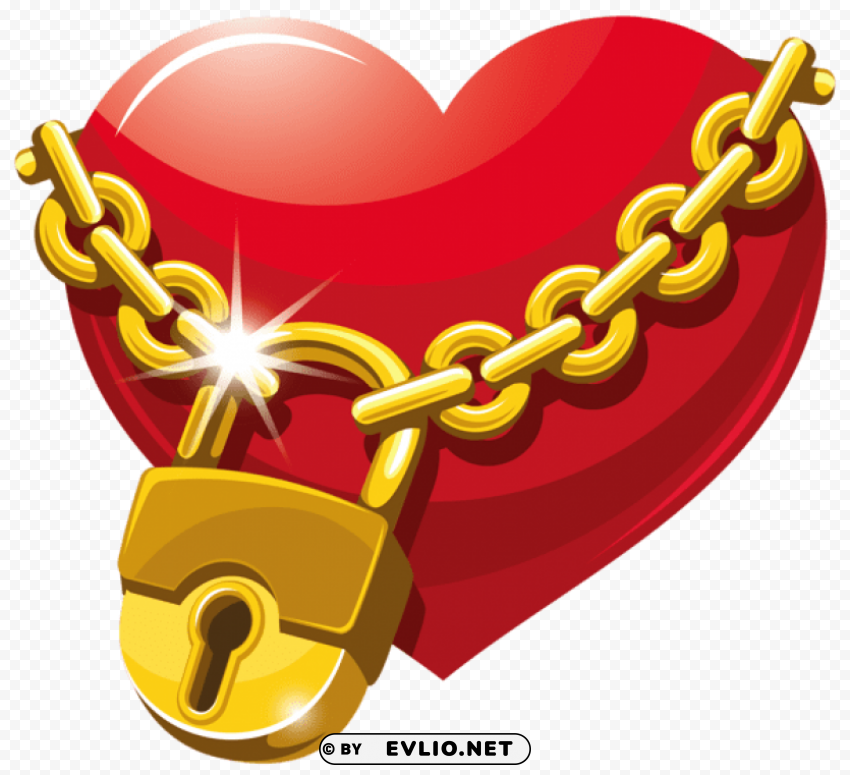 locked heart PNG images with alpha background