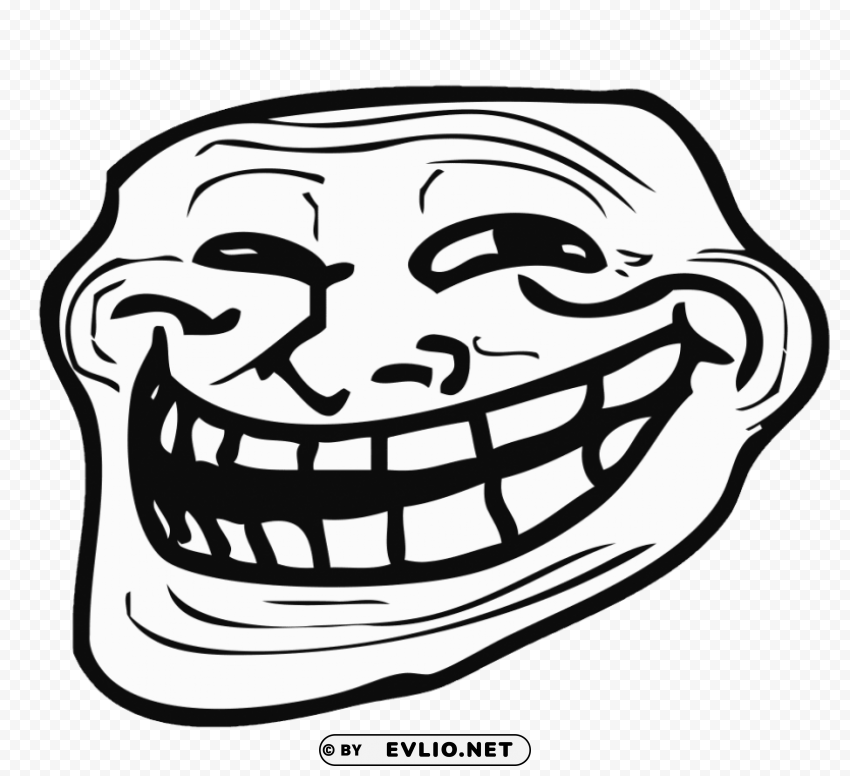 Transparent background PNG image of left troll face PNG files with clear background collection - Image ID e3512c0f