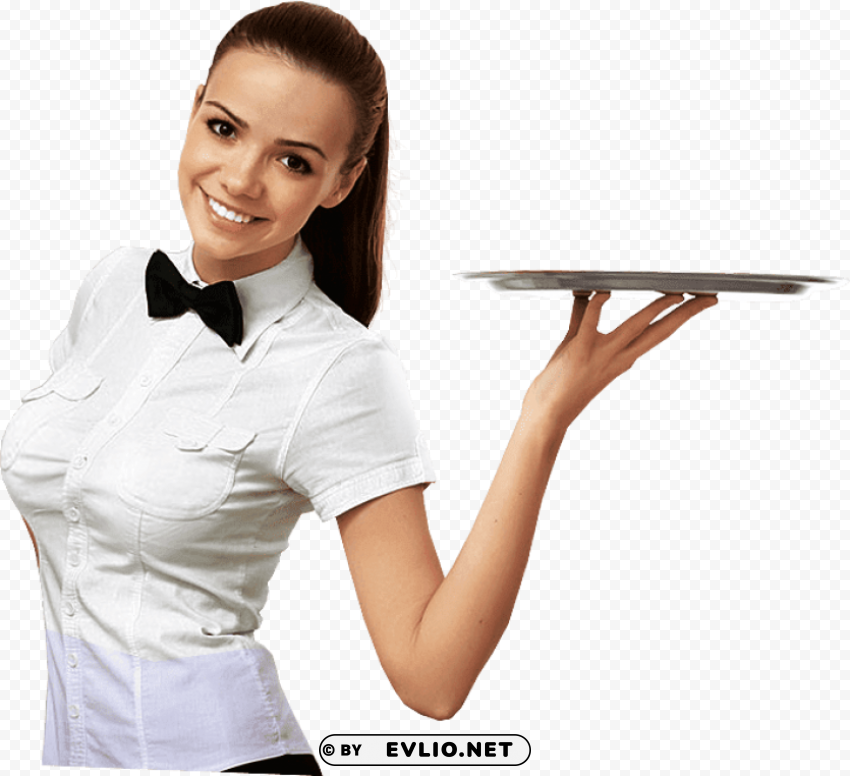 Waitress Clean Background PNG Isolated Art