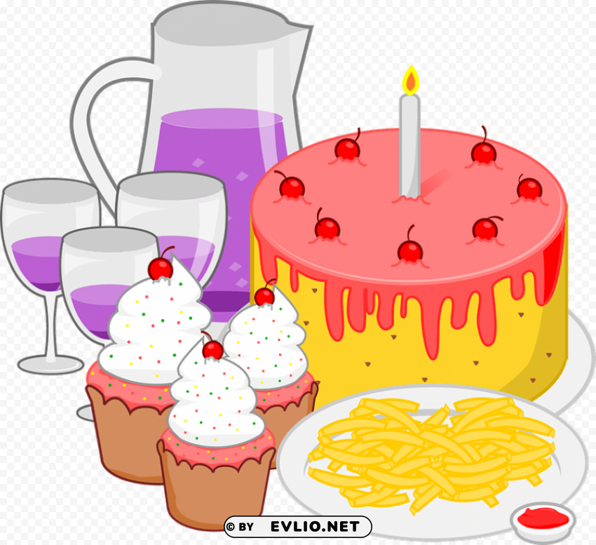 childrens birthday meal Transparent Cutout PNG Isolated Element