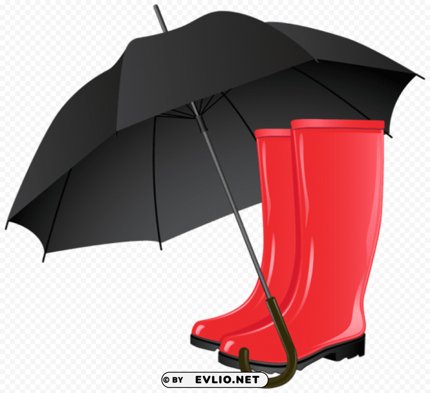 rubber boots and umbrella Transparent PNG Isolated Graphic Design