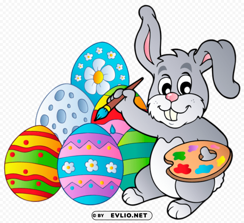 transparent easter bunny with eggspicture Isolated PNG Item in HighResolution