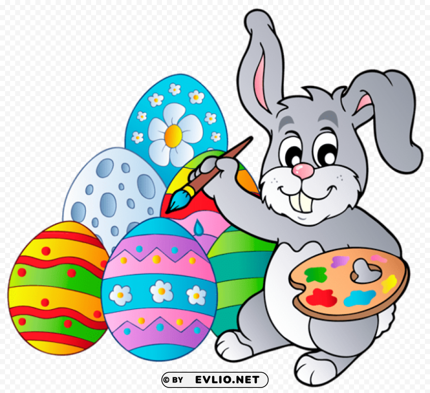 Transparent Easter Bunny With Eggspicture Isolated PNG Item In HighResolution