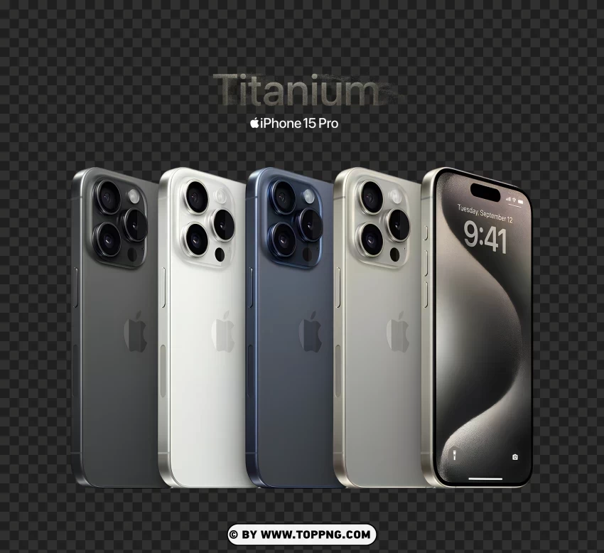 Titanium iPhone 15 Pro Series Isolated Character in Transparent PNG Format