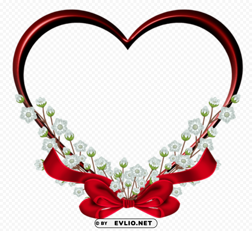  red heart frame decor Transparent Background Isolation in HighQuality PNG