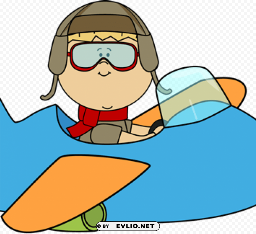 Cartoon drawing of a plane pilot ClearCut Background PNG Isolation