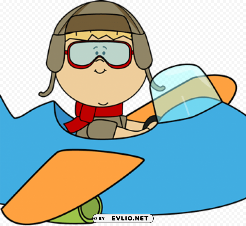 Cartoon Drawing Of A Plane Pilot ClearCut Background PNG Isolation