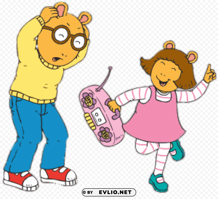arthur's sister plays annoying music on radio ClearCut Background Isolated PNG Graphic Element