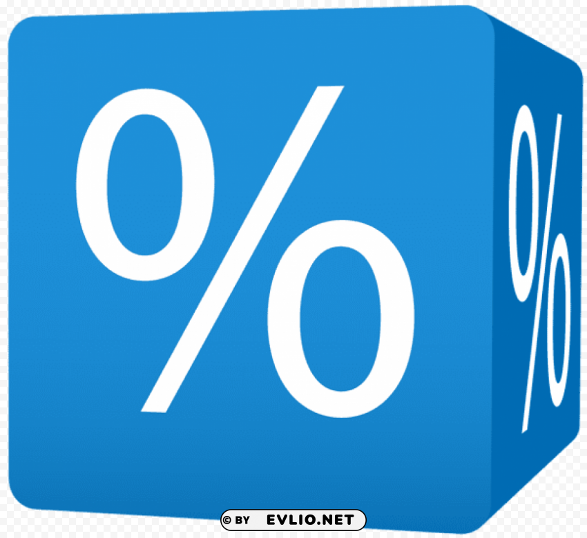 blue discount cube transparent PNG for educational projects