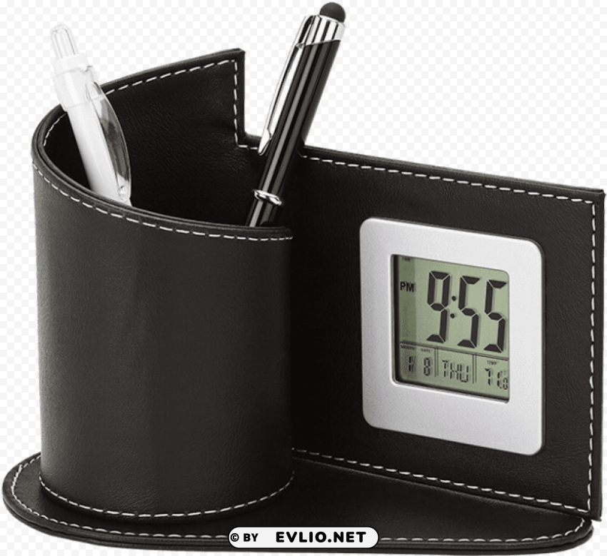 digital clock with pen stand HighResolution Isolated PNG Image PNG transparent with Clear Background ID 6706ce9c