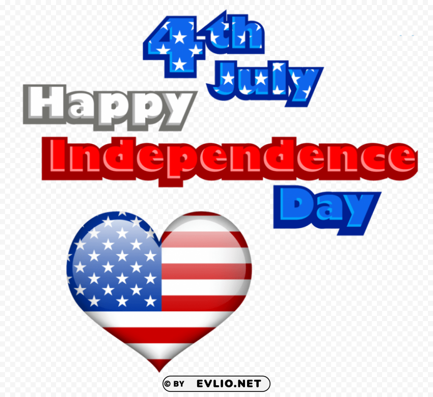 happy independance day with flag heart Transparent PNG vectors
