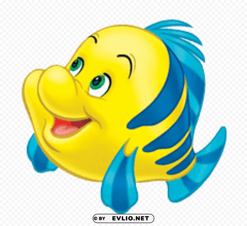 little mermaid flounder looking up Transparent PNG Isolated Design Element