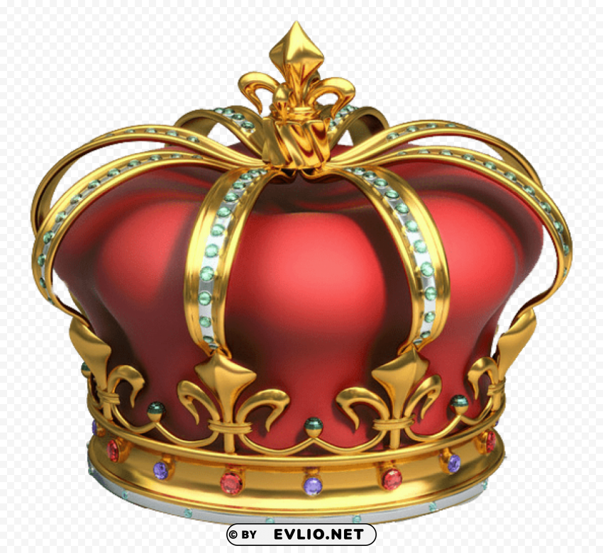 gold and red crown with diamonds PNG for Photoshop