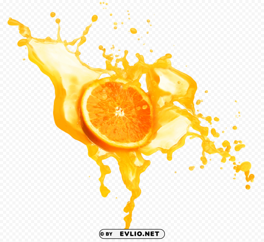 orange juice splashing PNG Isolated Object with Clear Transparency
