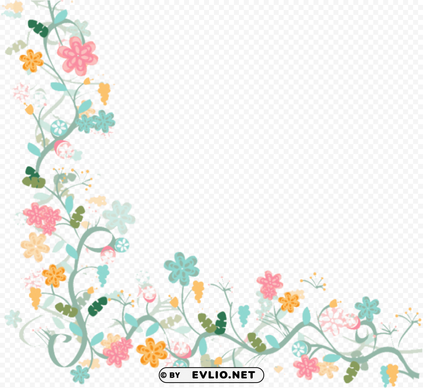 watercolor flower vector border Isolated Illustration with Clear Background PNG