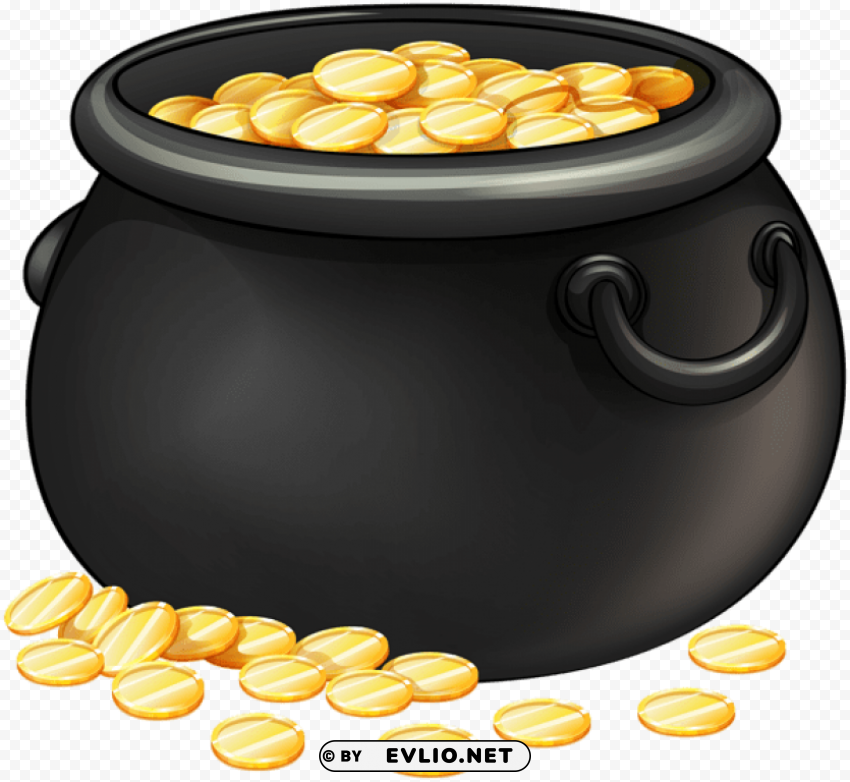 black pot of gold PNG clipart with transparent background