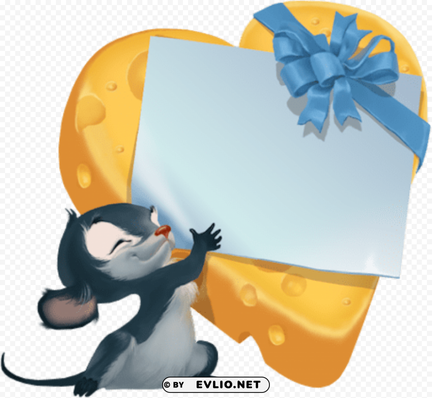 Small Mouse With Cheese Gift Transparent PNG Download