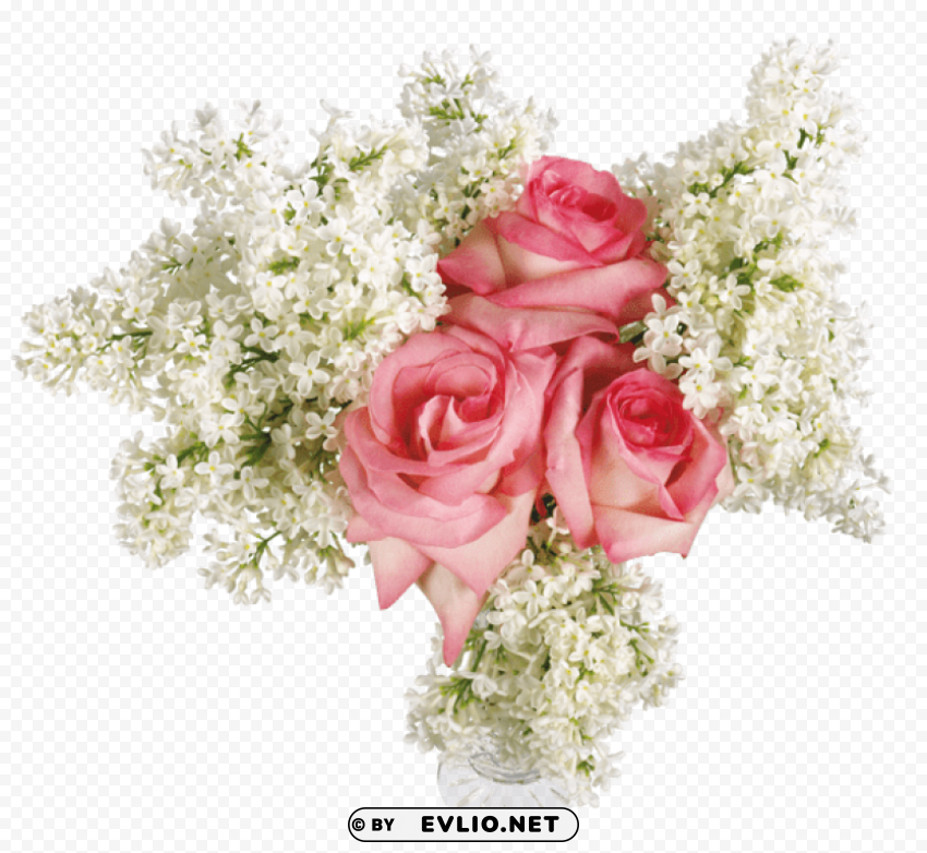vase with roses and white lilac picture Transparent PNG images complete package