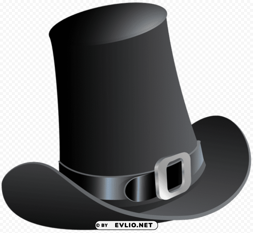 black pilgrim hat Clean Background Isolated PNG Graphic Detail