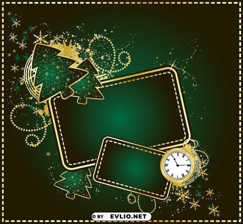 green and gold christmas PNG files with transparency