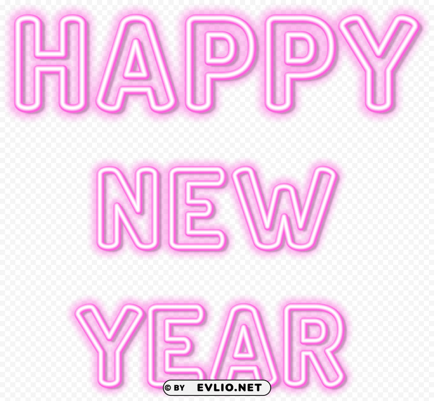 Happy New Year Neon PNG Image Isolated With Clear Background