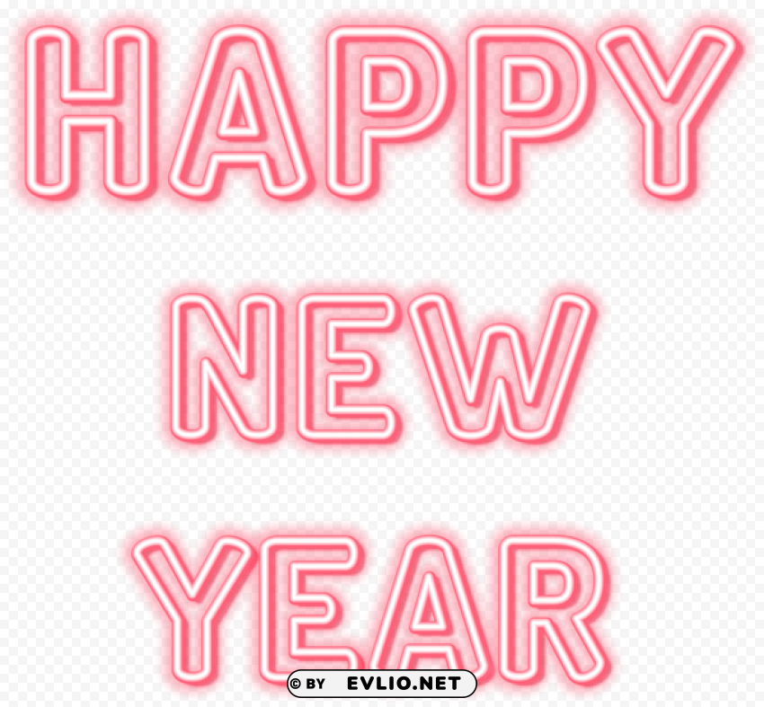 Happy New Year Red Neon PNG Image Isolated On Transparent Backdrop