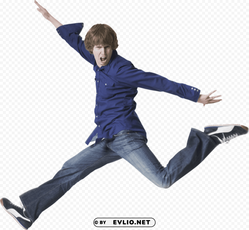 jumping young man Isolated Artwork with Clear Background in PNG