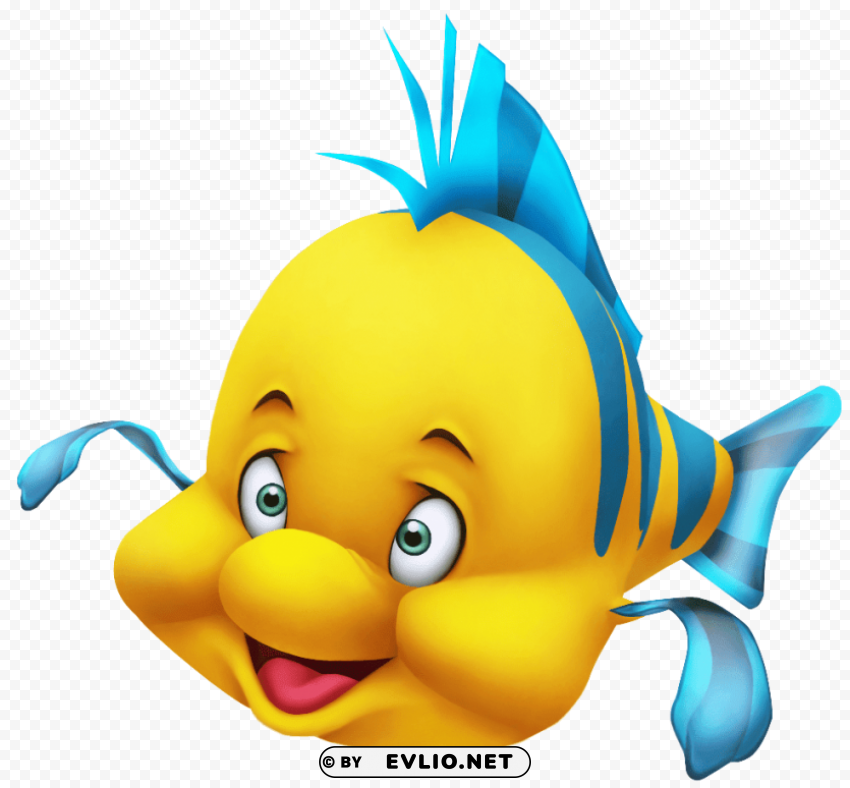 Little Mermaid Flounder Close Up Alpha Channel Transparent PNG