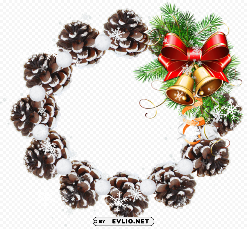 round pine conechristmas photo frame PNG Isolated Subject with Transparency