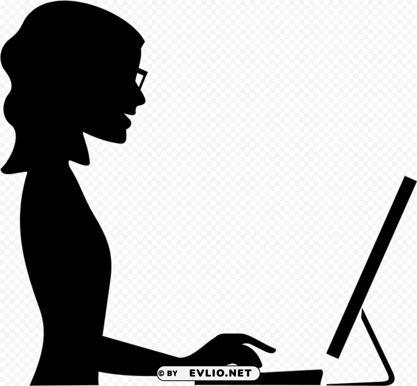 silhouette woman with glasses Clear Background PNG Isolated Design Element