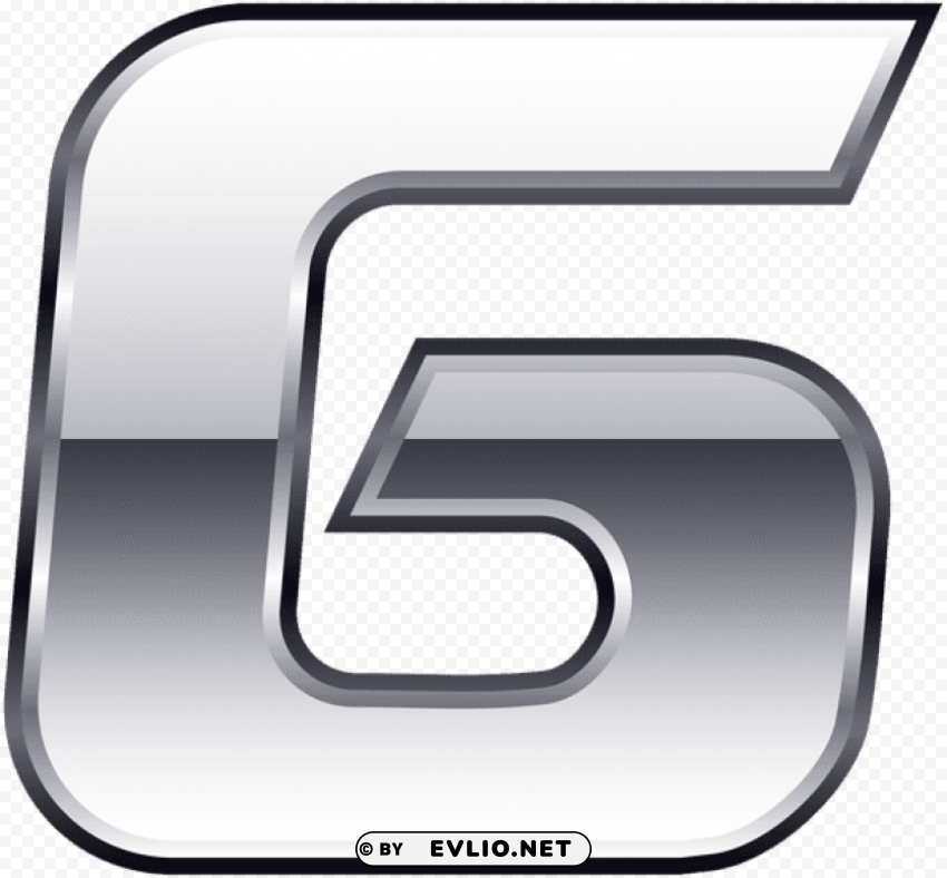 silver number six PNG Image with Isolated Graphic Element