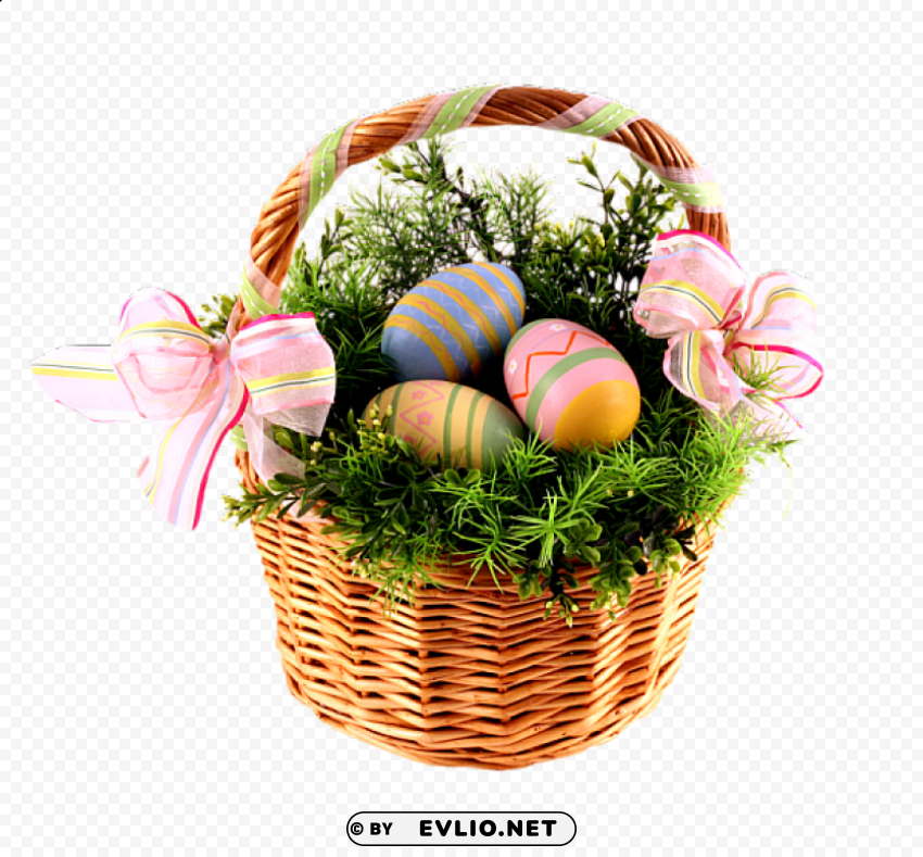 Easter Basket With Eggs Transparent PNG Pictures Archive