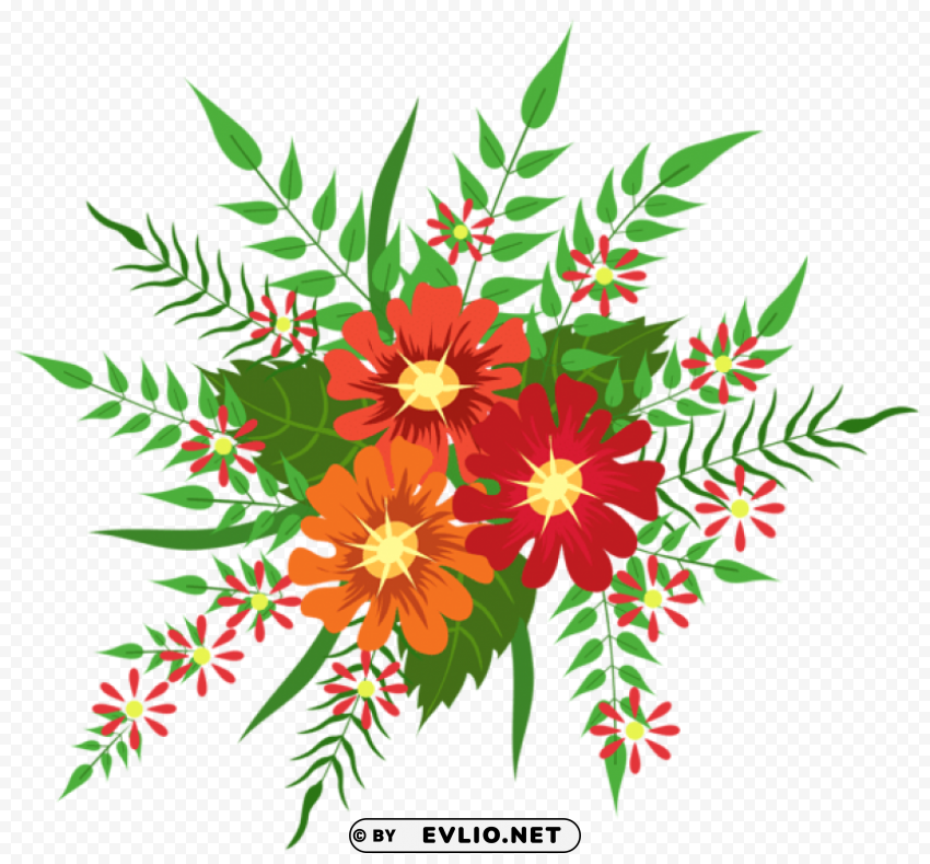 red and orange flowers decoration Transparent Background Isolated PNG Figure