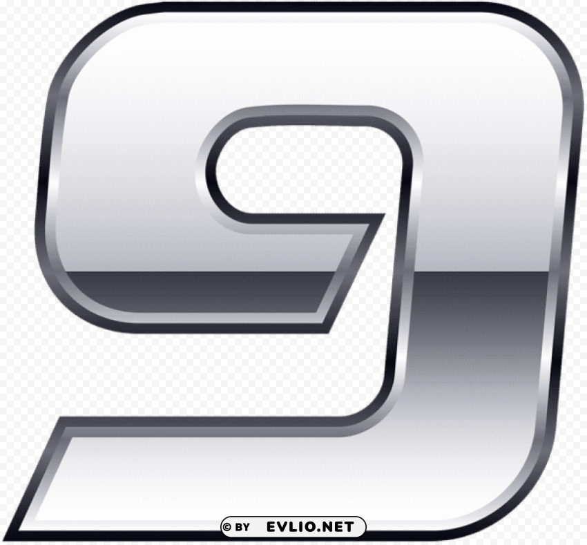 Silver Number Nine PNG Image With Transparent Cutout