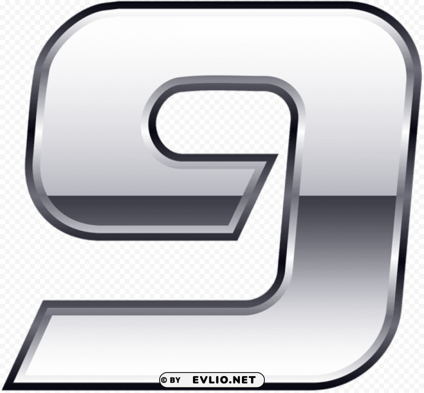 silver number nine PNG Image with Transparent Isolated Design
