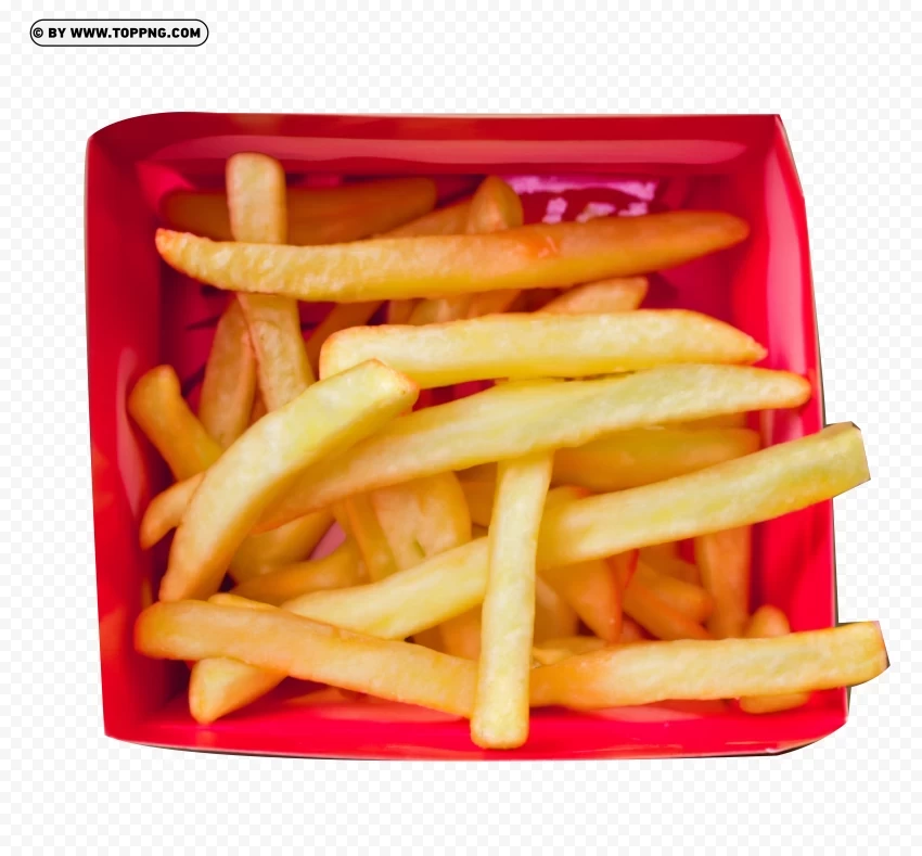  Red Kraft Box Delicious French Fries Top View in HD Clarity Transparent Background Isolation in PNG Format - Image ID c4ce4c1f