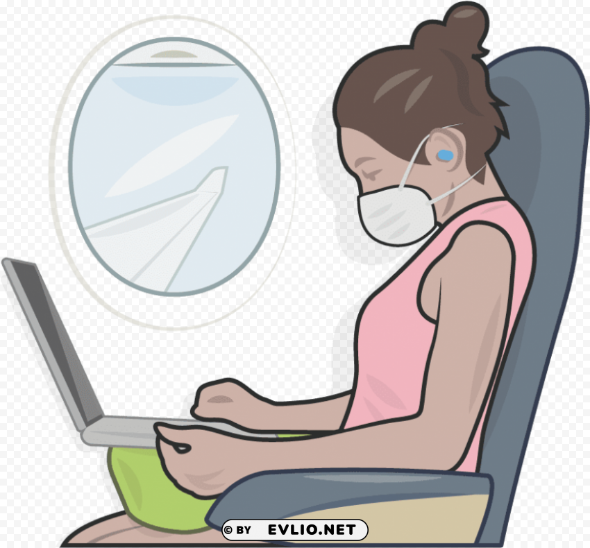 sitting in the plane cartoon HighQuality PNG Isolated Illustration