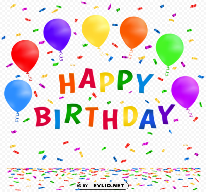 happy birthday with confetti Transparent PNG graphics complete archive