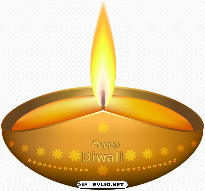 happy diwali lighted candle ClearCut PNG Isolated Graphic