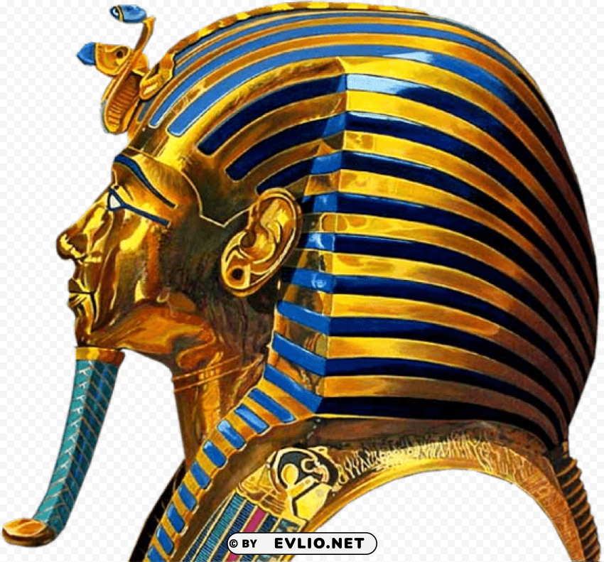 ancient Egyptian Pharaoh Headdress Tutankhamun Clear Background PNG Isolated Subject