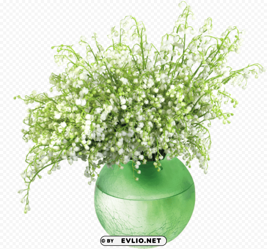 lily of the valleyin vase Transparent PNG image
