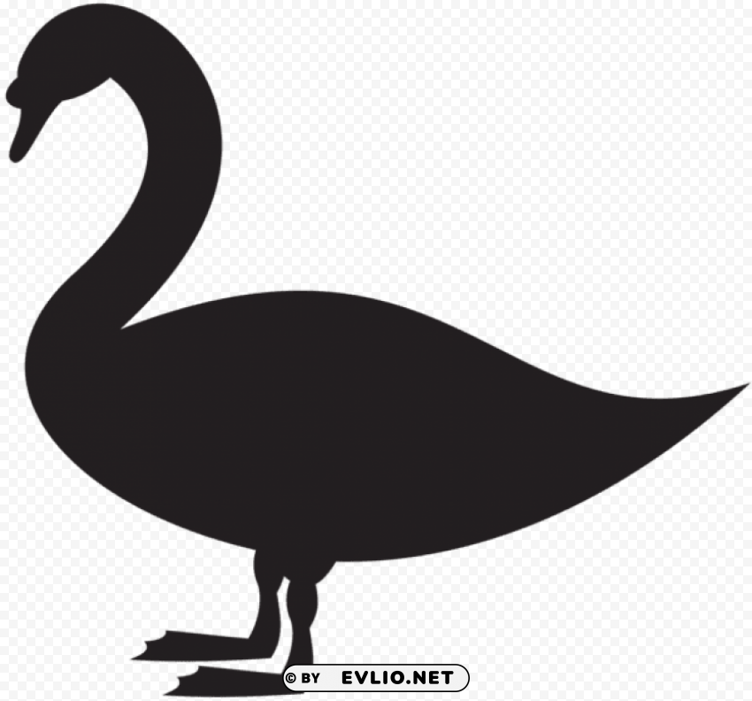 swan silhouette Clear Background PNG Isolated Design Element