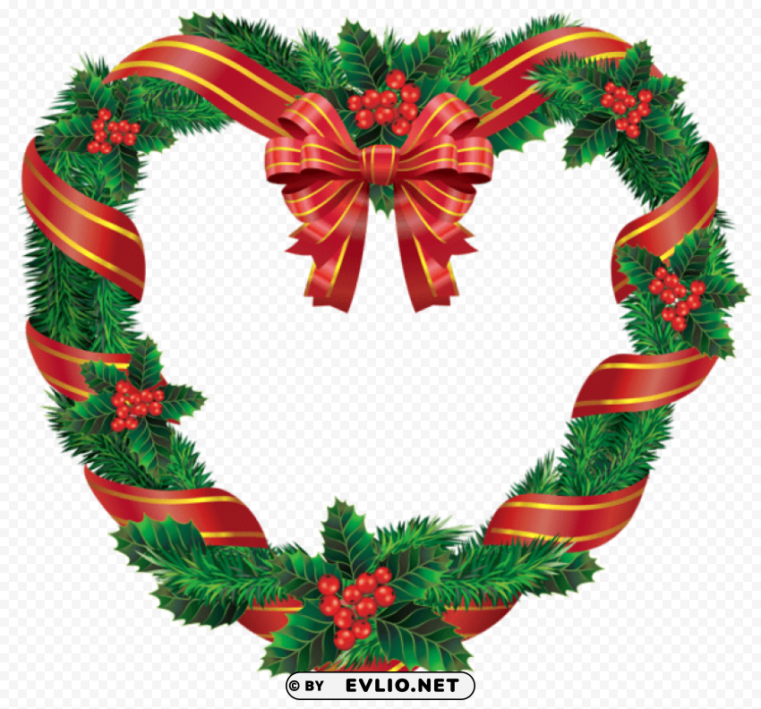 christmas heart wreath Transparent Background PNG Isolated Illustration