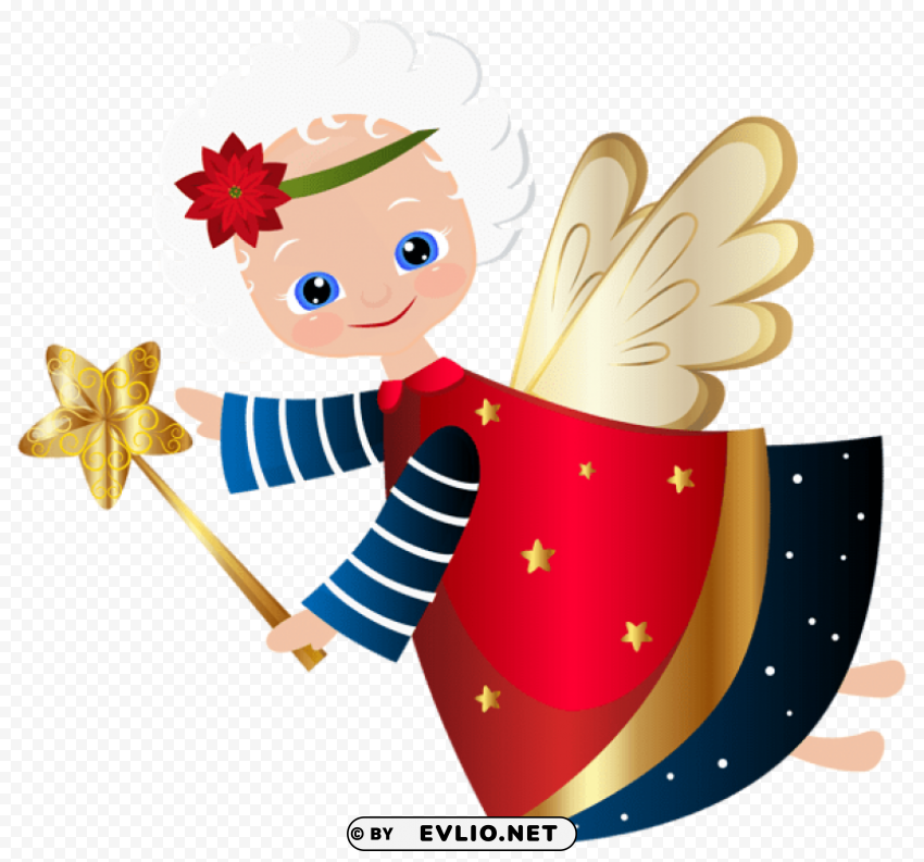 Cute Christmas Angel Transparent PNG Isolated Design Element