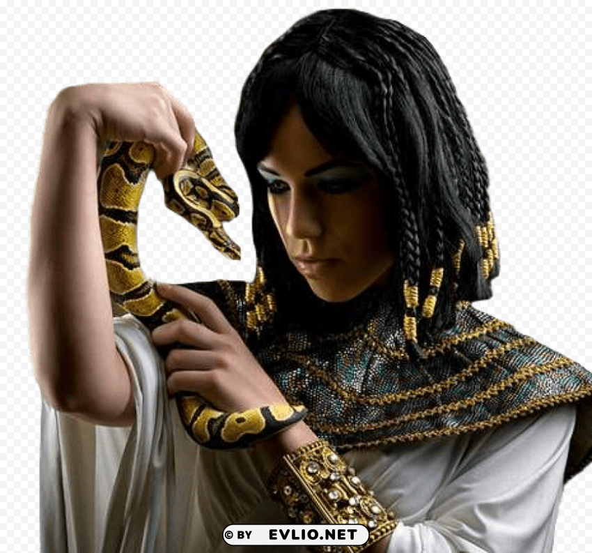 A woman dressed as a pharaoh with a snake Clear PNG pictures comprehensive bundle
