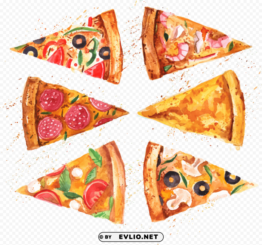 pizza watercolor PNG Image with Isolated Graphic Element PNG transparent with Clear Background ID 5abbf692