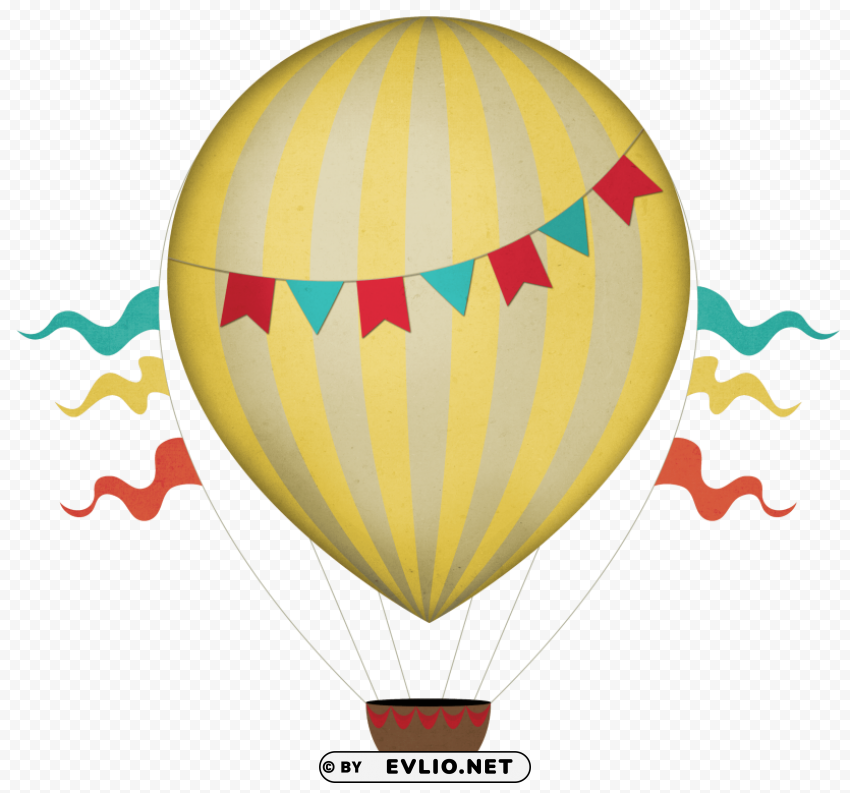 Vintage Hot Air Balloon Isolated Graphic Element In HighResolution PNG