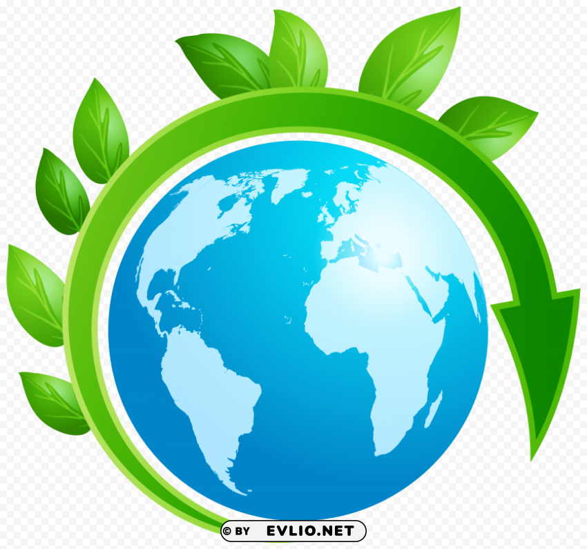 earth planet with leaves PNG for presentations