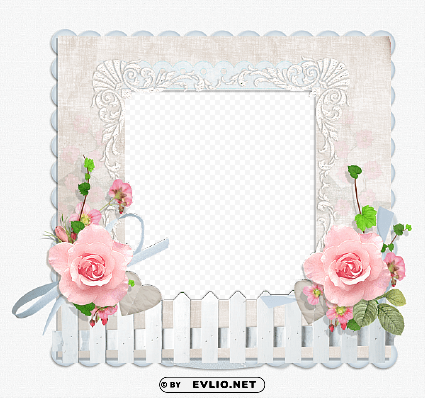 frame with fence and roses Transparent PNG Isolated Element with Clarity